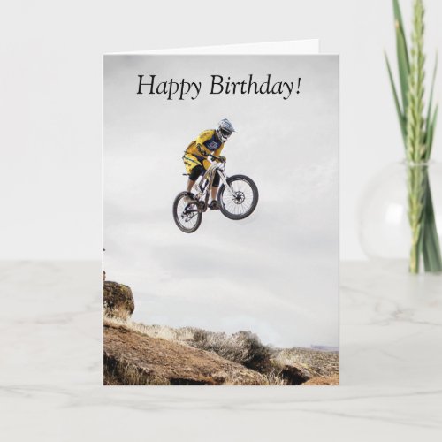 Birthday Card With Guy doing Bike Trick Card