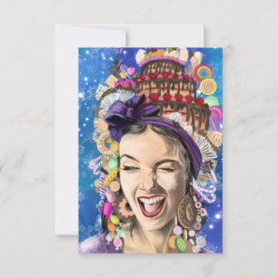 Birthday Card with Happy Woman - Funny