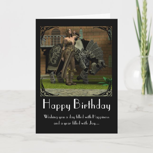 Birthday Card with horse and warrior medieval (Front)