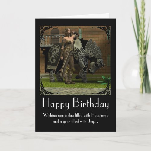 Birthday Card with horse and warrior medieval