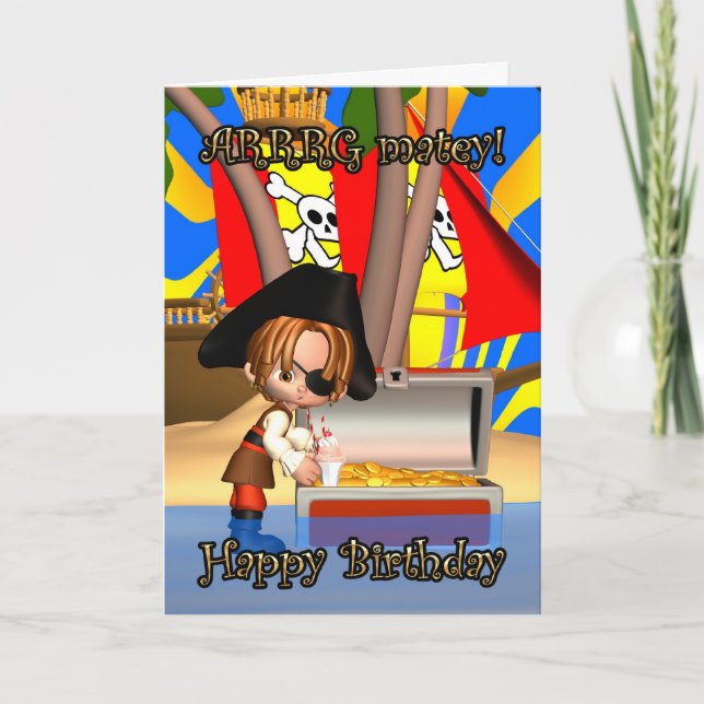 Birthday Card with little Pirate, Arrrg Matey! (Front)