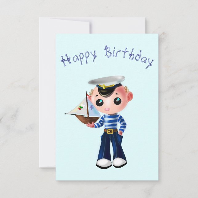 Birthday Card with Little Sailor Boy (Front)