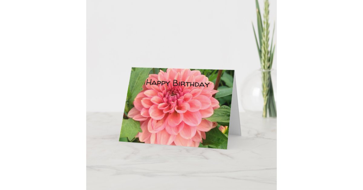 Birthday card with pink dahlia | Zazzle.com