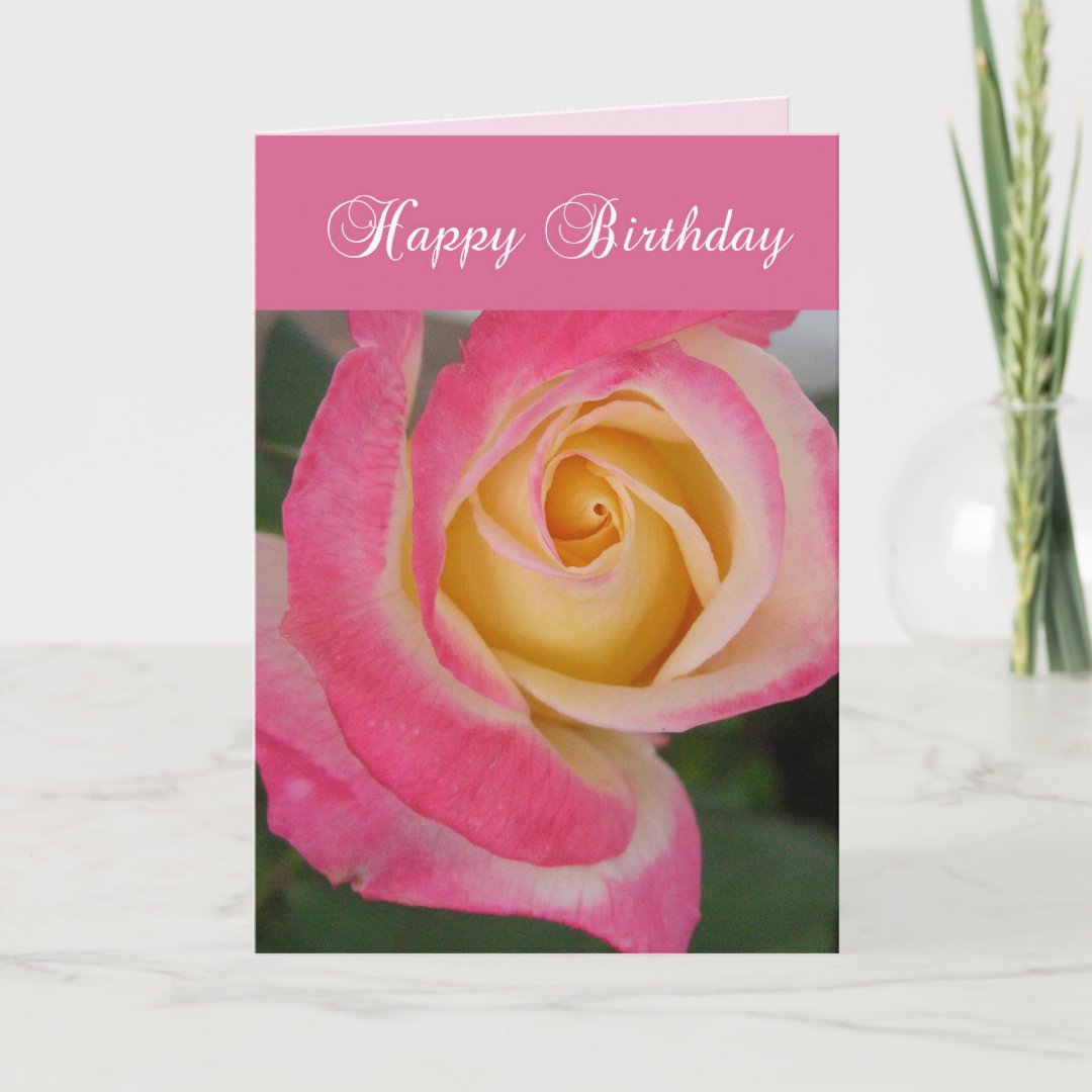 Birthday Card with Pink Rose, Religious, Christian | Zazzle