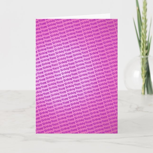 Birthday card with repeating self-colored text (Front)