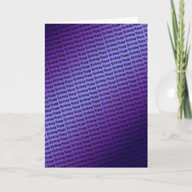 Birthday card with repeating self-colored text (Front)