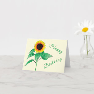Birthday Card with Sunflower - Your Text - Color