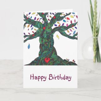 Birthday card with tree