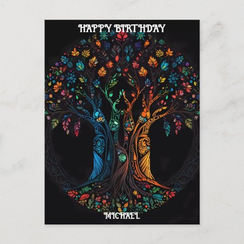 Birthday Card with Tree in full color Invitation