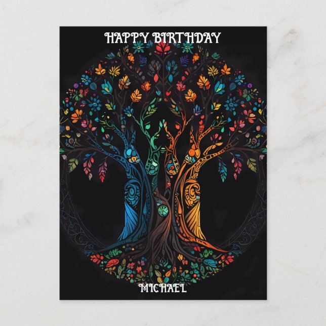 Birthday Card with Tree in full color Invitation (Front)