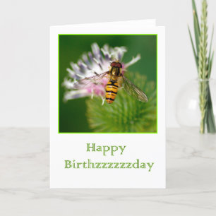 Birthday card with wasp on a thistle flower