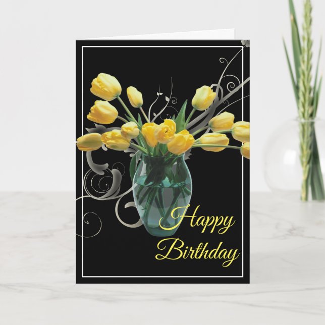 Birthday Card-Yellow Tulips Card (Front)
