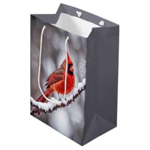 Birthday Cardinal On Winter Branch Medium Gift Bag