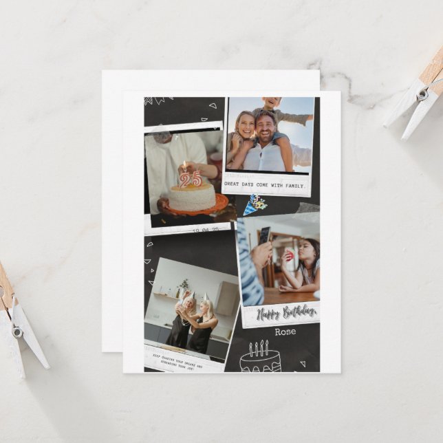 Birthday cards photo square shape collage (Front/Back In Situ)