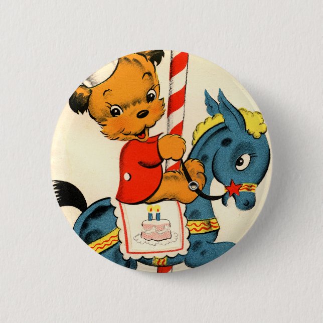 Birthday Carousel Pinback Button (Front)