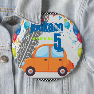 Birthday Cars and tracks design Button