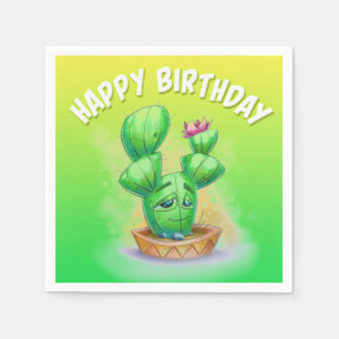 Birthday cartoon cactus napkins