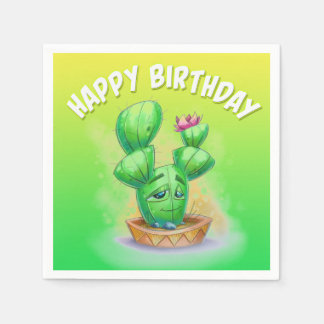 Birthday cartoon cactus napkins 