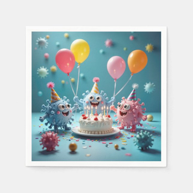 Birthday Cartoon Germ Party Fun Napkins (Front)