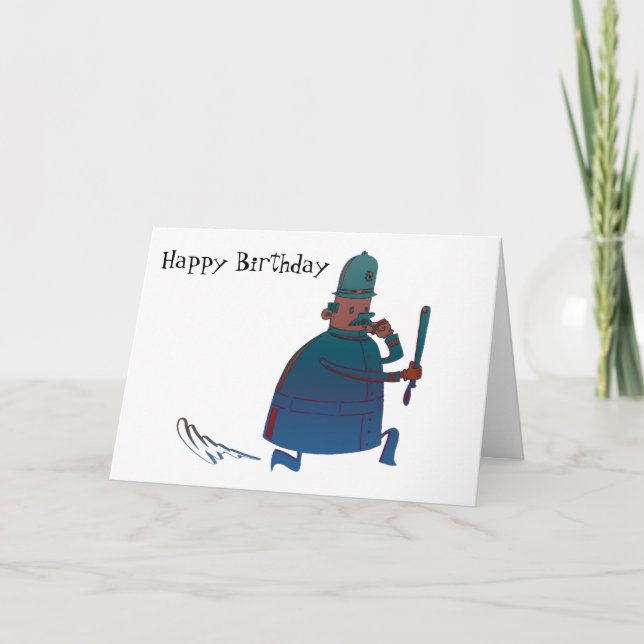 Birthday Cartoon Policeman Greeting Card (Front)