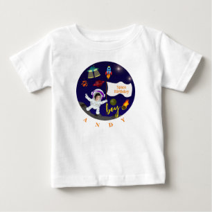 Birthday Cartoon Space Theme Baby T-Shirt