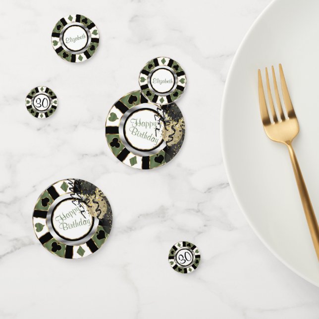 Birthday Casino Poker Chip - Green Confetti (Group)