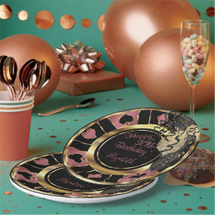 Birthday Casino Poker Chip - Rose Paper Plates