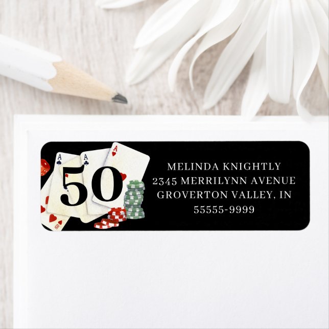 Birthday Casino Poker Party Label (Insitu)