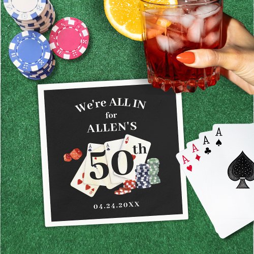 Birthday Casino Poker Vegas Personalized Napkins