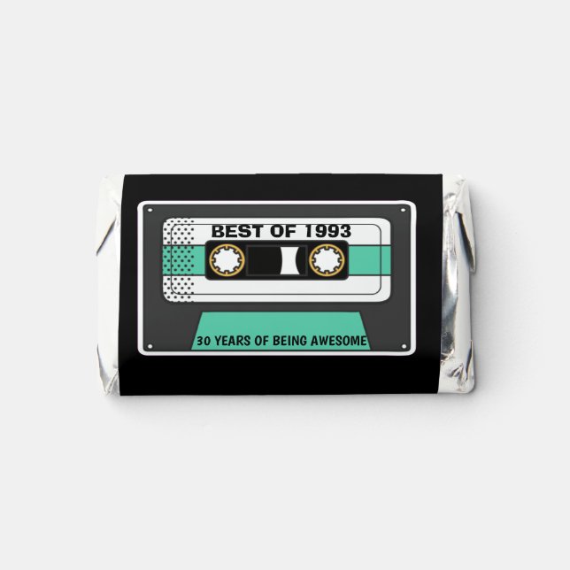 Birthday Cassette Tape Party Vintage Stickers  Hershey's Miniatures (Front)