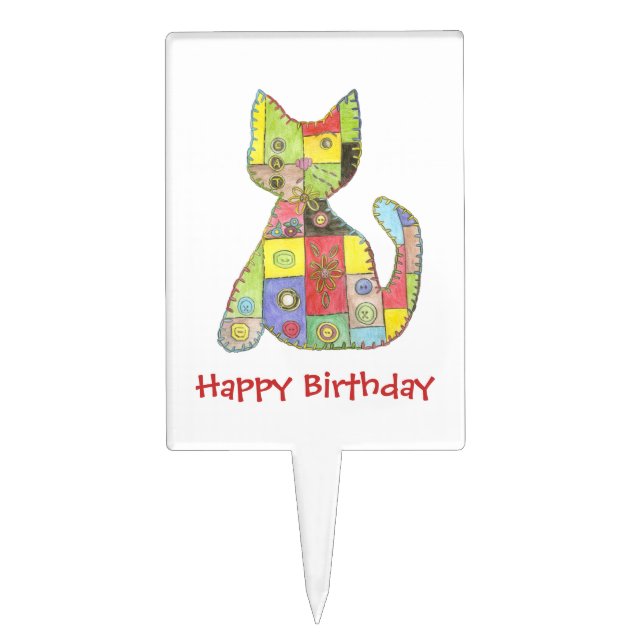Birthday Cat Cake Pick (Front)