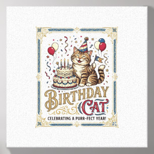 Birthday Cat Cat Birthday Age Vintage Vector Art S Canvas Photo Tile