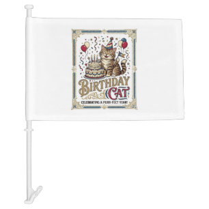 Birthday Cat Cat Birthday Age Vintage Vector Art S Car Flag