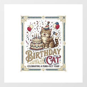 Birthday Cat Cat Birthday Age Vintage Vector Art S Floor Decals