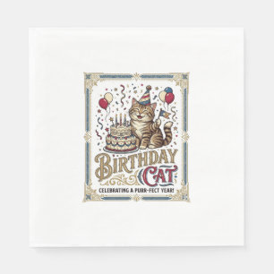 Birthday Cat Cat Birthday Age Vintage Vector Art S Napkins