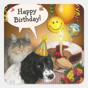 Birthday Cat & Dog (customizable) Sticker 