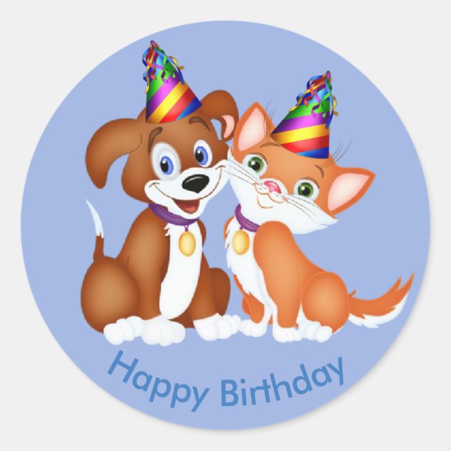 Birthday Cat & Dog Stickers (Front)