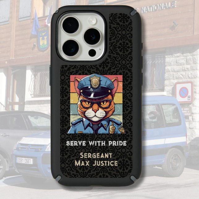 Birthday Cat Gifts for Police Officers Dad Grandpa Speck iPhone Case (Birthday Cat Gifts for Police Officers Dad Grandpa)