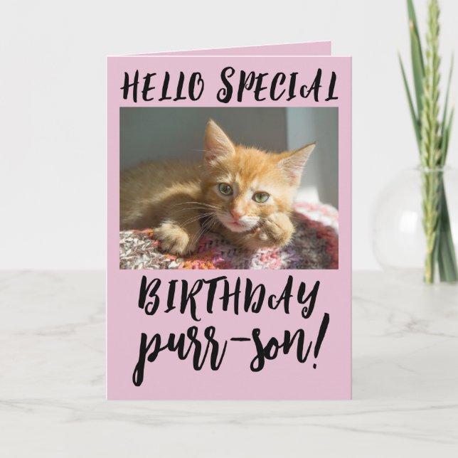  BIRTHDAY CAT GINGER KITTEN  GREETING CARD (Front)