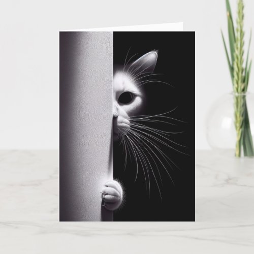 Birthday Cat Hiding In Shadows Card