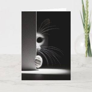 Birthday Cat Hiding In Shadows Card