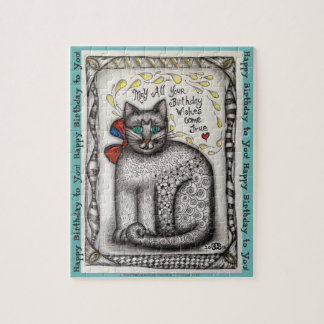 "Birthday Cat" Jigsaw 8x10" 110pc OR 11x14" 252pc Puzzle