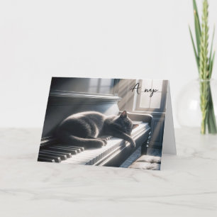 Birthday Cat Napping On a Piano Keys Card