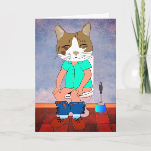 BIRTHDAY CAT ON THE TOILET GREETING CARDS