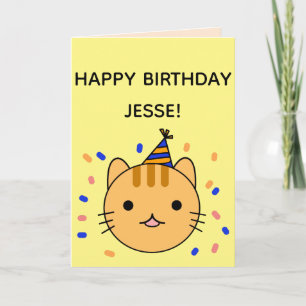 Birthday Cat   Orange Cat Happy Birthday Folded Card