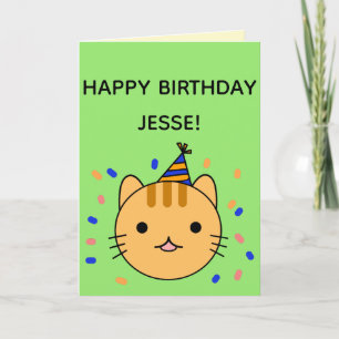 Birthday Cat   Orange Cat Happy Birthday Folded Card