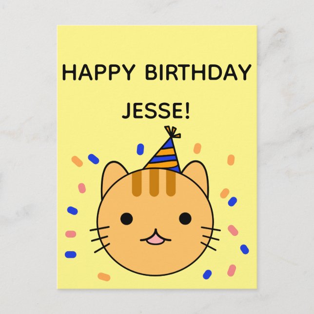 Birthday Cat | Orange Cat Happy Birthday Postcard (Front)