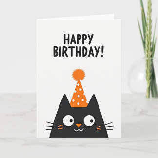 Birthday Cat Party Hat Card