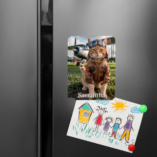 Birthday Cat Pilot Photo & Airplane Funny Aviation Magnet