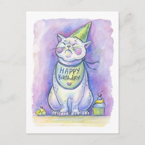 Birthday cat postcard